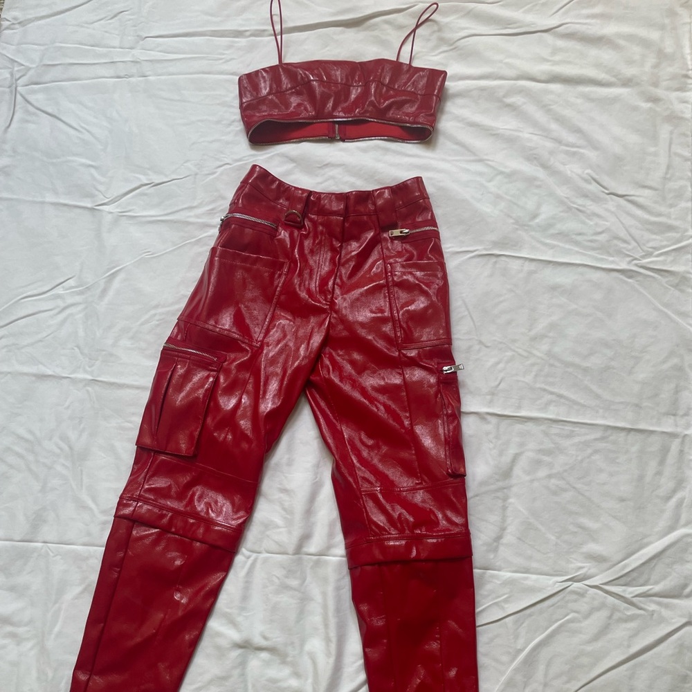 I AM GIA red faux leather set